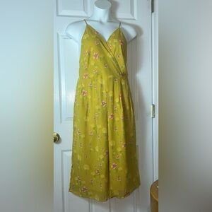 A NEW DAY Yellow Floral Print Wide Leg Cropped Jumpsuit with pocket